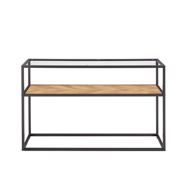 Modern Open Hallway Table Glass Console Table with Adjustable Feet