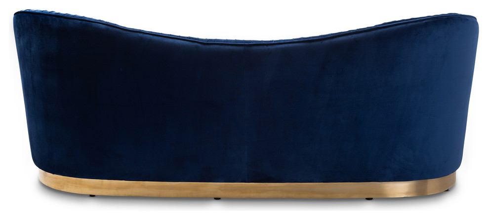 Evelina Glam Royal Blue Velvet Fabric Gold Sofa   Contemporary   Sofas   by Baxton Studio  Houzz