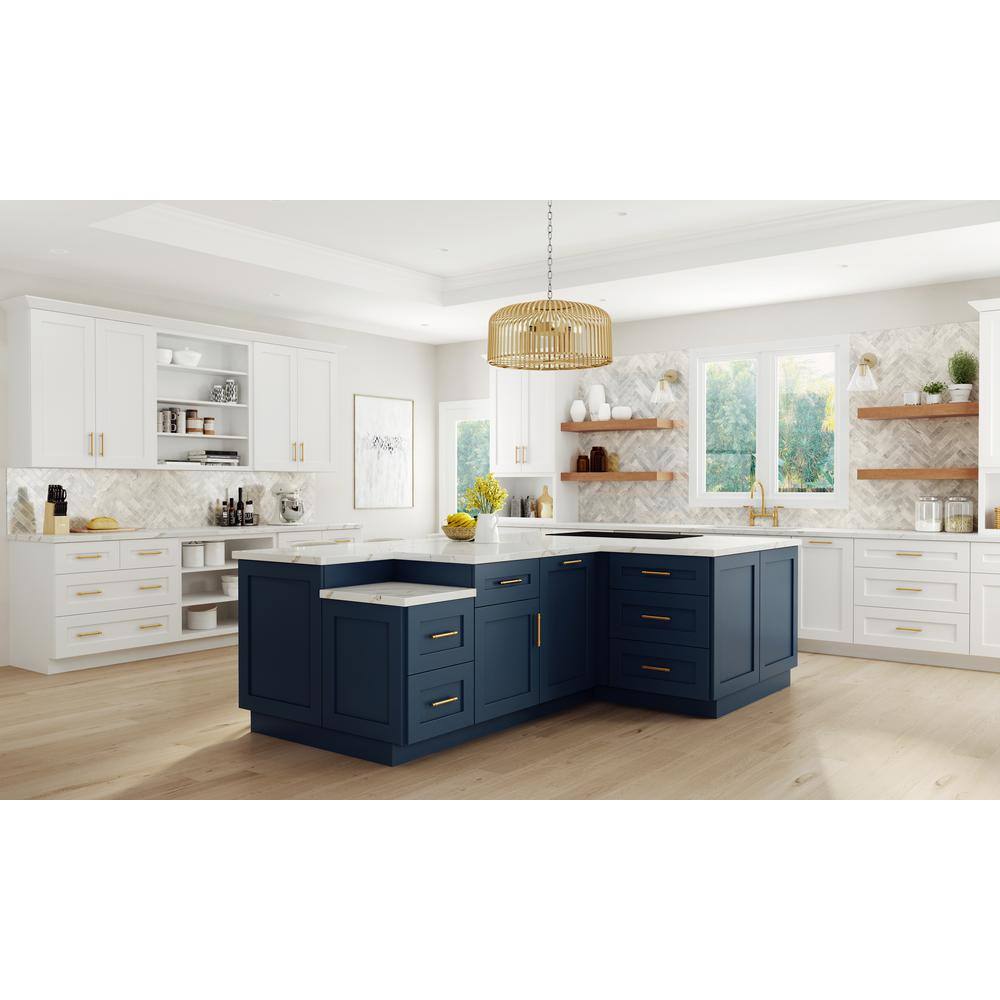 Home Decorators Collection Newport Blue Painted Plywood Shaker Stock Assembled Wall Kitchen Cabinet Soft Close 30 in. x 24 in. x 24 in. W302424-NMB