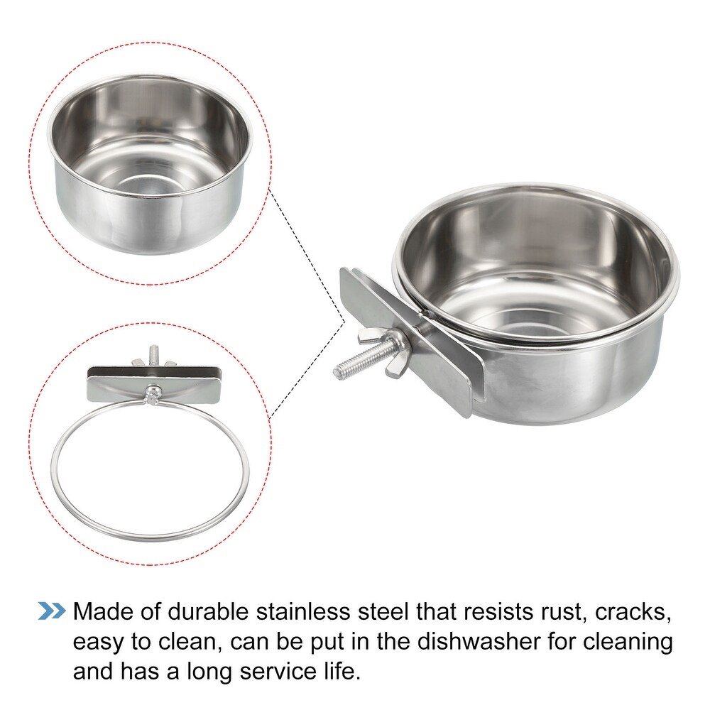 1 Set Bird Feeding Dish Cup Stainless Steel Parrot Feeder Water Bowl