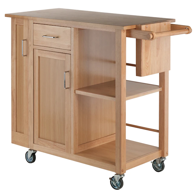 Winsome Wood 89443 Wood Base with Wood Top Rolling Kitchen Cart (18.98-in x 42.52-in x 35.63-in)