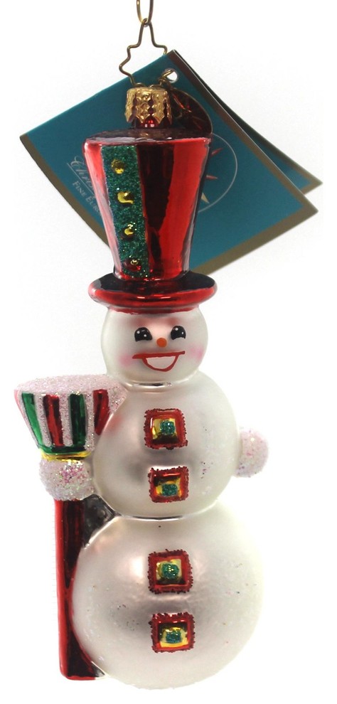 Christopher Radko FOUR SQUARE FELLOW Glass Ornament Snowman Top Hat   Contemporary   Christmas Ornaments   by Story Book Kids Inc  Houzz