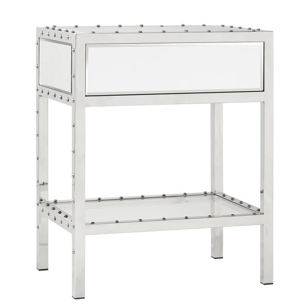 Carter Riveted Stainless-Steel Mirrored Accent Table by iNSPIRE Q Bold