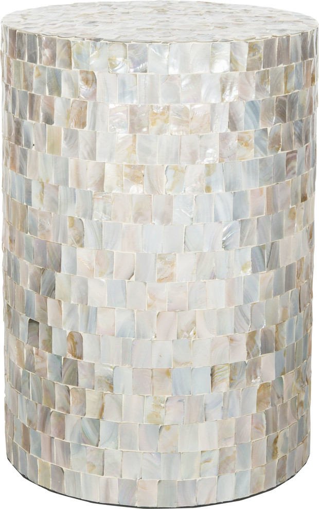 Ariel Sq Mosaic Round Stool   Beach Style   Side Tables And End Tables   by HedgeApple  Houzz