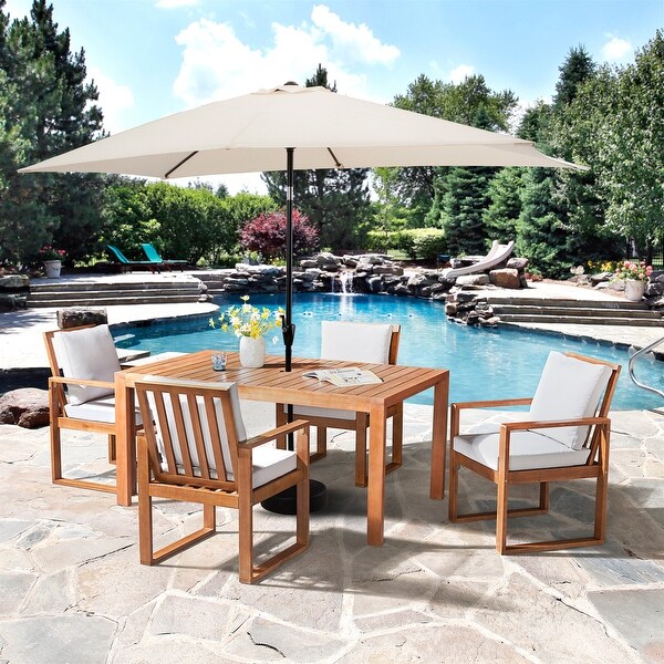 Weston Table with 4 Chairs and 10ft Rectangular Umbrella - 6 Piece Set - N/A - Overstock - 37252540