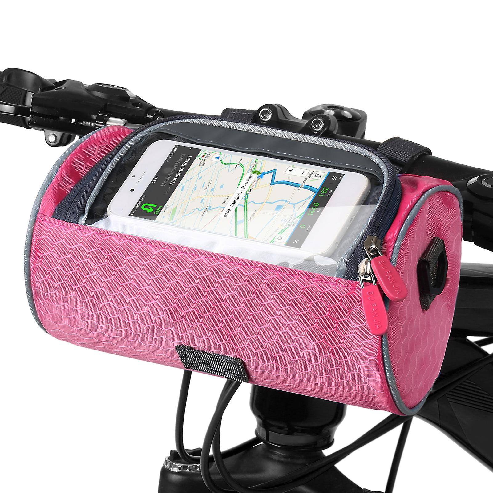 Waterproof Bike Handlebar Bag Bicycle Front Bag Touchscreen Phone Holder Bag Pack Shoulder Bag Mtb Cycling Storage Bag Pannier White