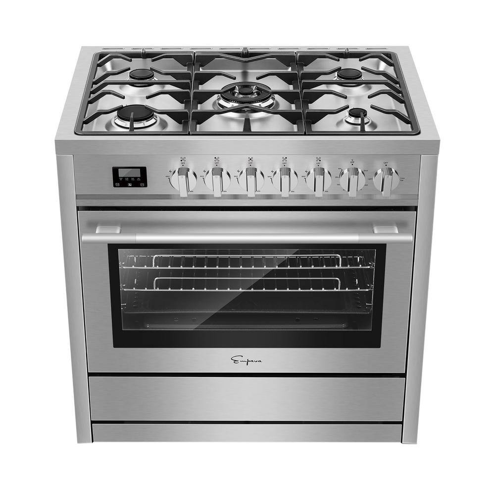 Empava 36 in. 5 Burner Slide-In Gas Range with 4.3 cu. ft. Single Oven in Stainless Steel EMP-36GR12