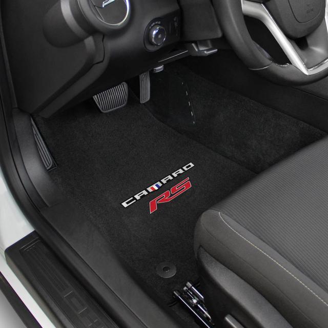 Lloyd Mats Camaro 2016-On 2Pc Mats Ebony Velourtex Camaro + Rs Red Double Logo Floor Mat Set 620202