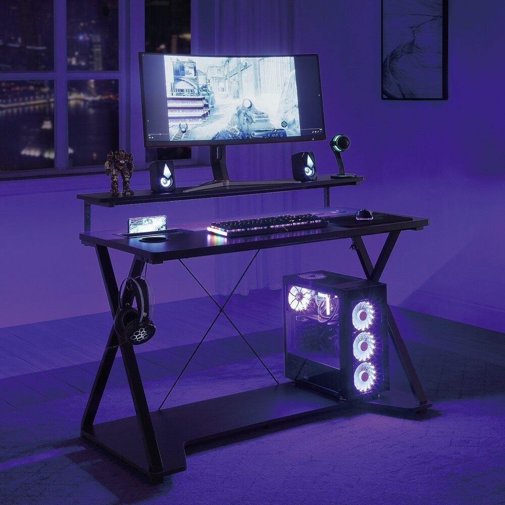 Checkpoint Ghost Battlestation Gaming Desk with RGB LED Lights