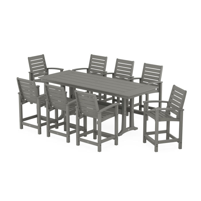 Polywood Signature 9-Piece Farmhouse Counter Set with Trestle Legs PWS1897-1