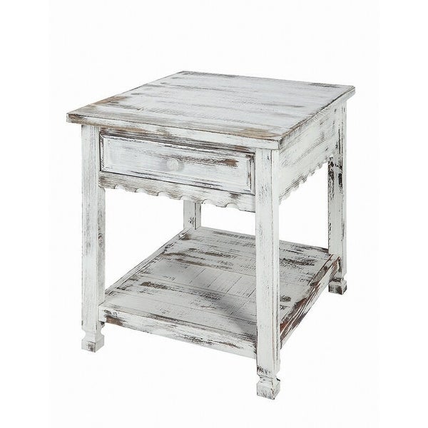 Alaterre Country Cottage End Table， Rustic Antique Finish