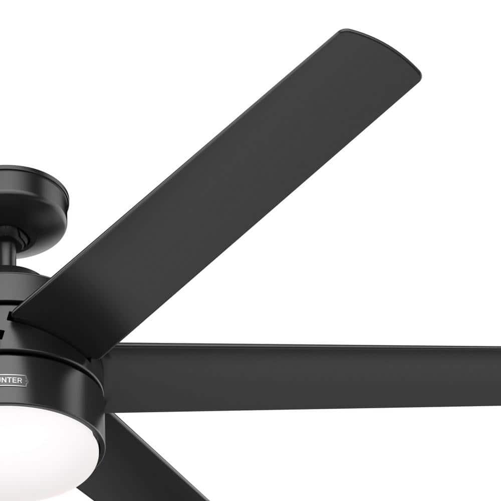 Hunter Invector 60 in IndoorOutdoor Matte Black Ceiling Fan with Light and Remote Control