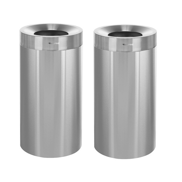 Alpine Industries Stainless Steel Trash Can With Open Lid 27 gallon 2 pack alp475 27 2pk