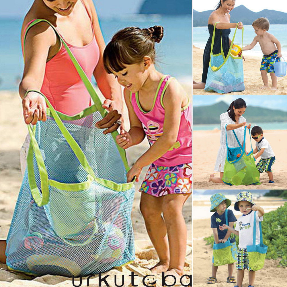 COUTEXYI Beach Mesh Bag， Toys Organized Foldable Storage Bag， Capacity Tote Bag