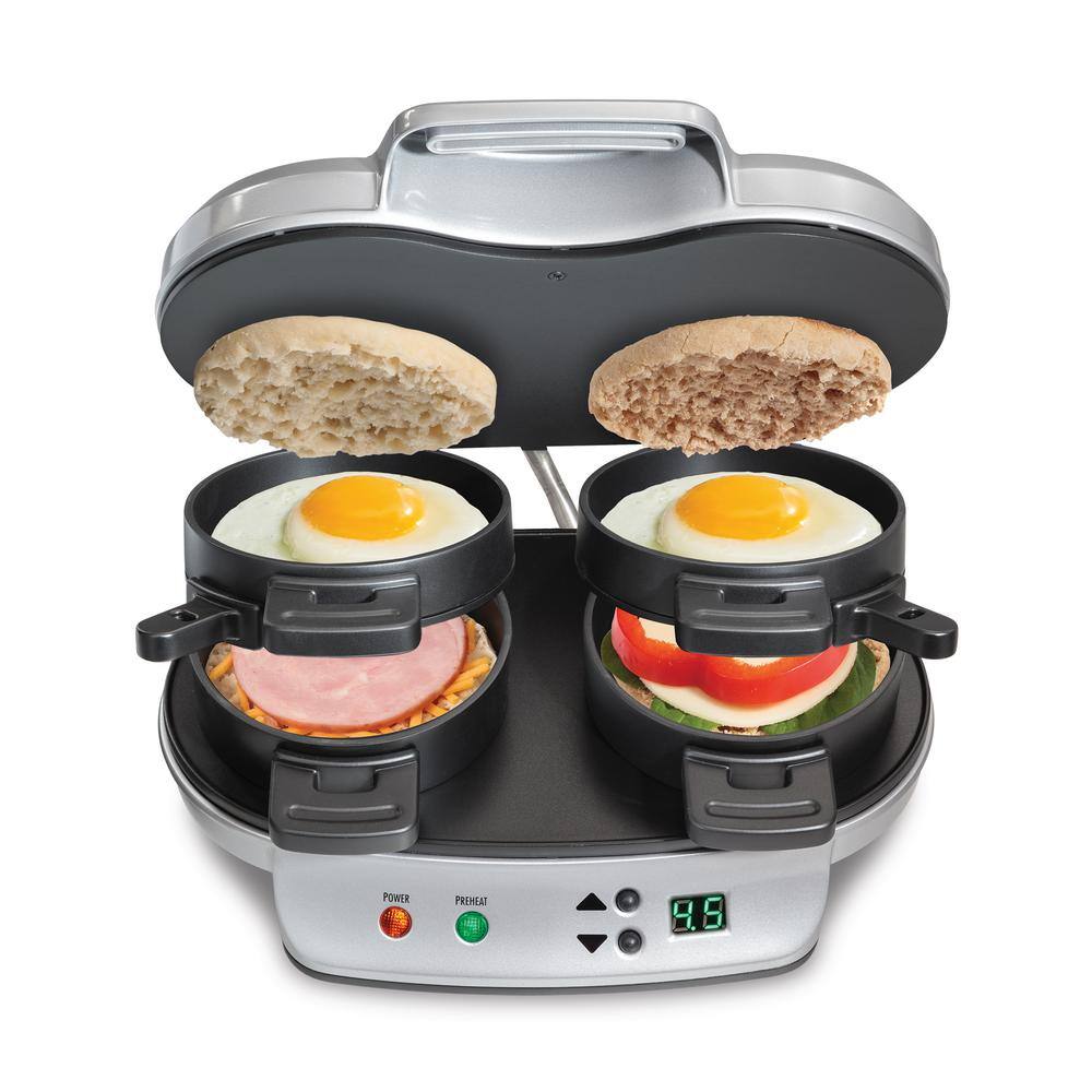 Hamilton Beach Dual Breakfast 1200 W Grey Sandwich Maker 25490