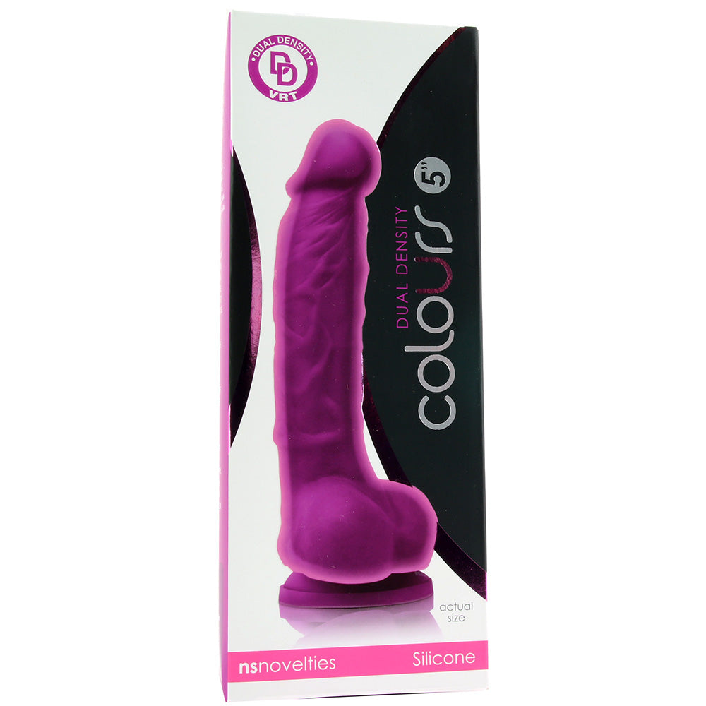 Colours 5 Inch Dual Density Silicone Dildo in Purple