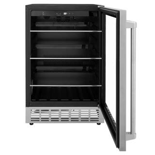 ZLINE Kitchen and Bath Monument 24 in. Single Zone 154-Can Beverage Fridge with LED Lighting in Stainless Steel RBV-US-24