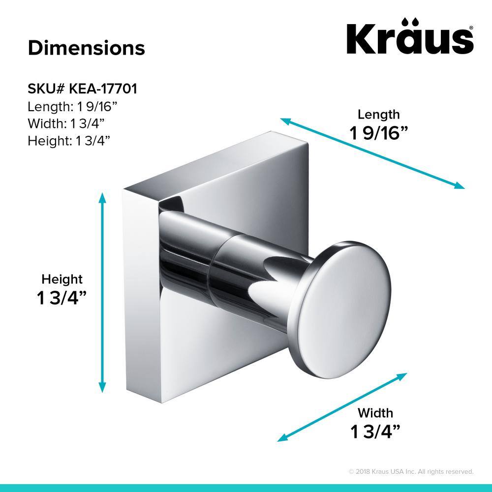 KRAUS Ventus Bathroom Robe and Towel Hook in Chrome KEA-17701CH