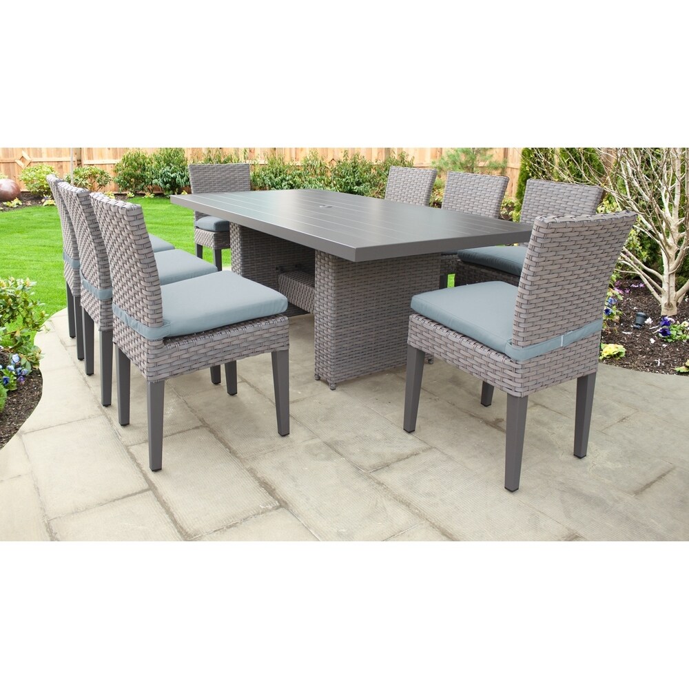 Monterey Rectangular Outdoor Patio Dining Table with 8 Armless Chairs