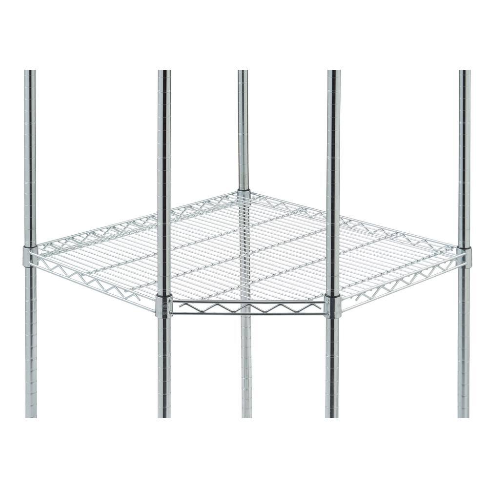 TRINITY EcoStorage Chrome 4-Tier Rolling Corner Steel Wire Shelving Unit (27 in. W x 77 in. H x 18 in. D) TBFZ-0909