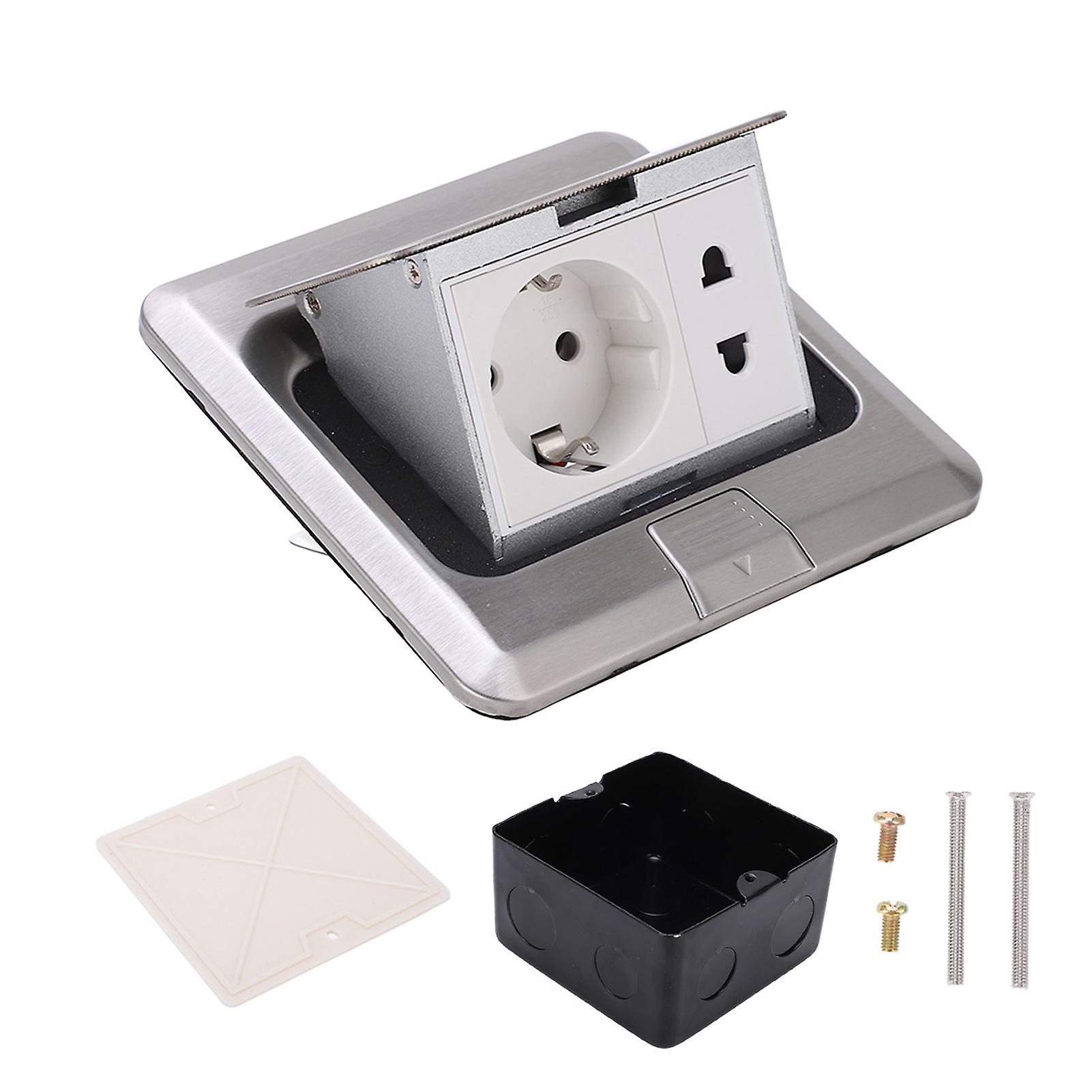 Floor Socket Waterproof 16a 2 Port Sealing Simple Feel Use Safety Durable Silver Bounce Floor Socket 250v