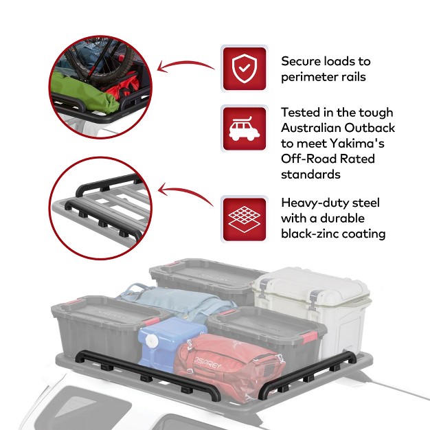 Yakima 76 By 65 Inch Aluminum Locknload Perimeter Raised Rail Kit For Roof Rack Fits Most T Slot Equipped Platforms Black 4 Rails