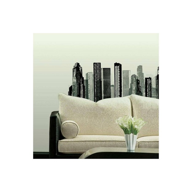 Cityscape Peel And Stick Giant Wall Decal Black Roommates