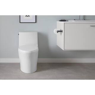 KOHLER Veil 1-piece 0.8 or 1.28 GPF Dual Flush Elongated Toilet in White Quiet-Close Seat Included K-1381-0