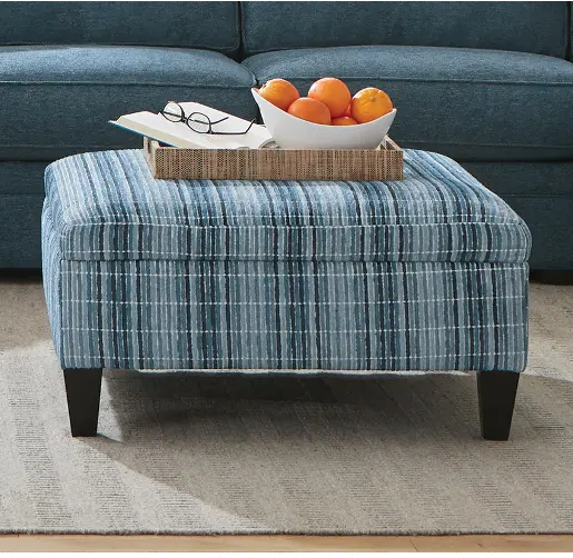 Orion Blue Storage Cocktail Ottoman