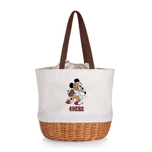 Nfl San Francisco 49ers Mickey Mouse Coronado Canvas And Willow Basket Tote Beige Canvas