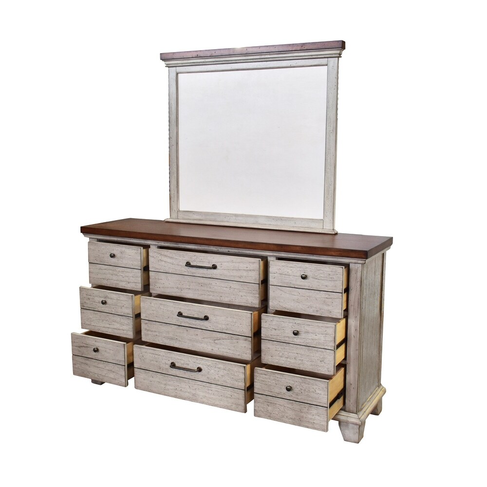 The Gray Barn Overlook Two tone Dresser and Mirror