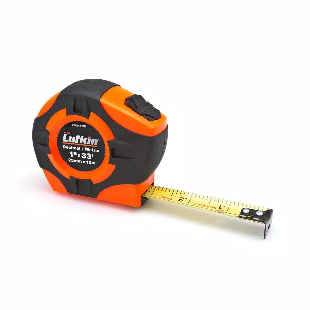 Lufkin P1000 1 in. x 33 ft. Engineerand#8217;s Hi-Viz Orange Tape Measure and#8211; XDC Depot