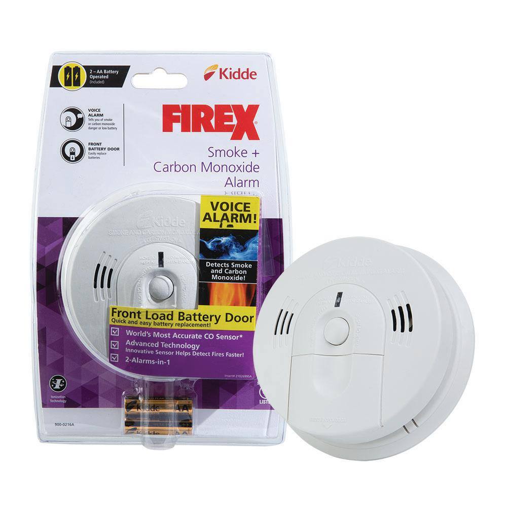 Kidde Firex Smoke  Carbon Monoxide Detector Battery Operated with Front Load Battery Door and Voice Alarm 21029902