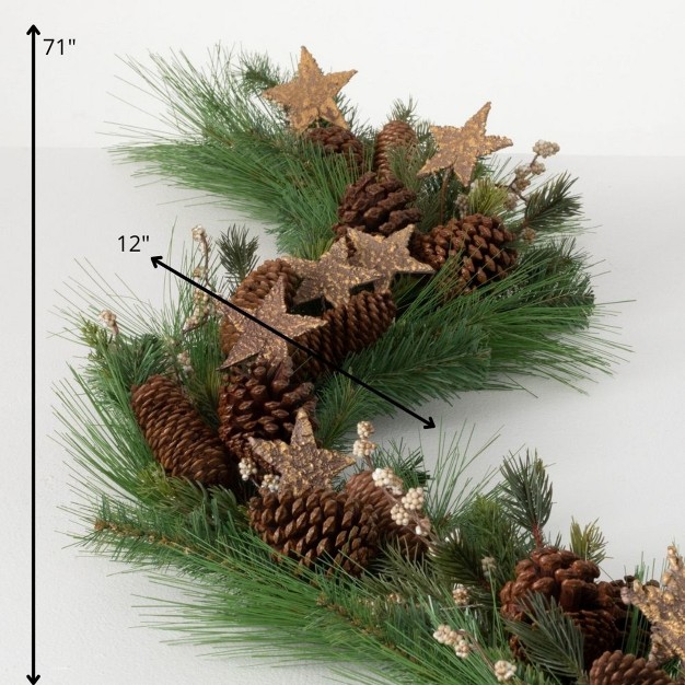 Artificial Lush Pine amp Pinecone Garland Multicolor 65 quot h