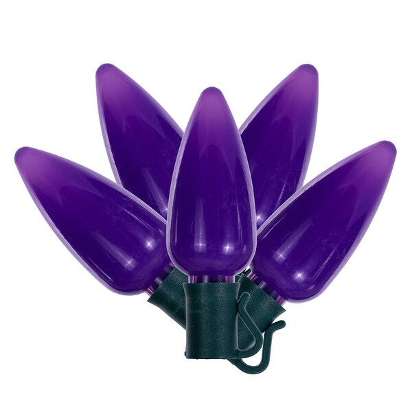 Vickerman 25 Purple Ceramic C9 LED Light on Green 22AWG Wire，25' Christmas Single Mold Light Strand，UL Approved