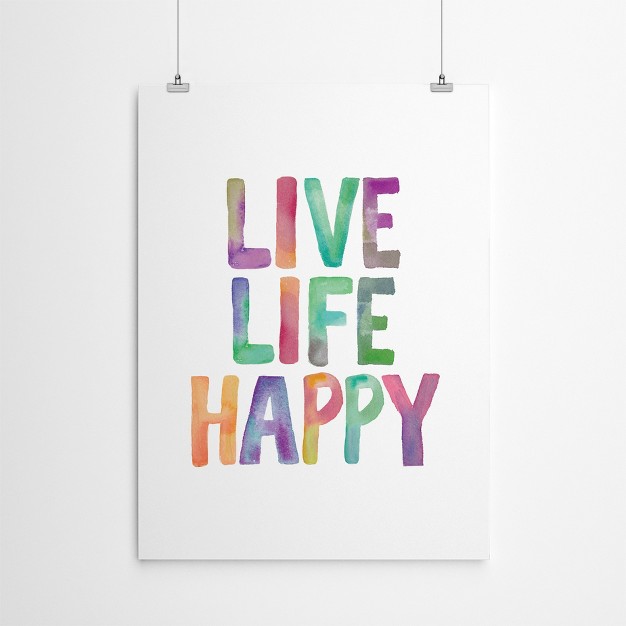 Americanflat Minimalist Motivational Live Life Happy By Motivated Type Poster