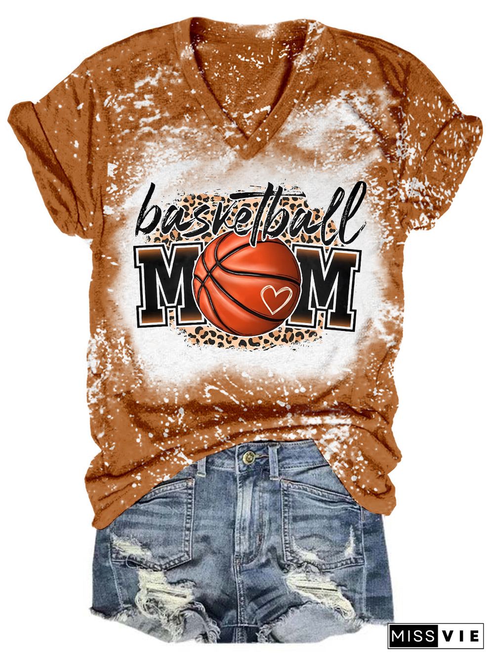 Basketball Mom Tie Dye V Neck T-shirt