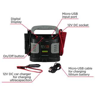 Schumacher Electric DSR ProSeries 12-Volt 1200 Peak Amp Hybrid Ultracapacitor and Lithium Ion Jump Starter for Gas and Diesel Engines DSR132