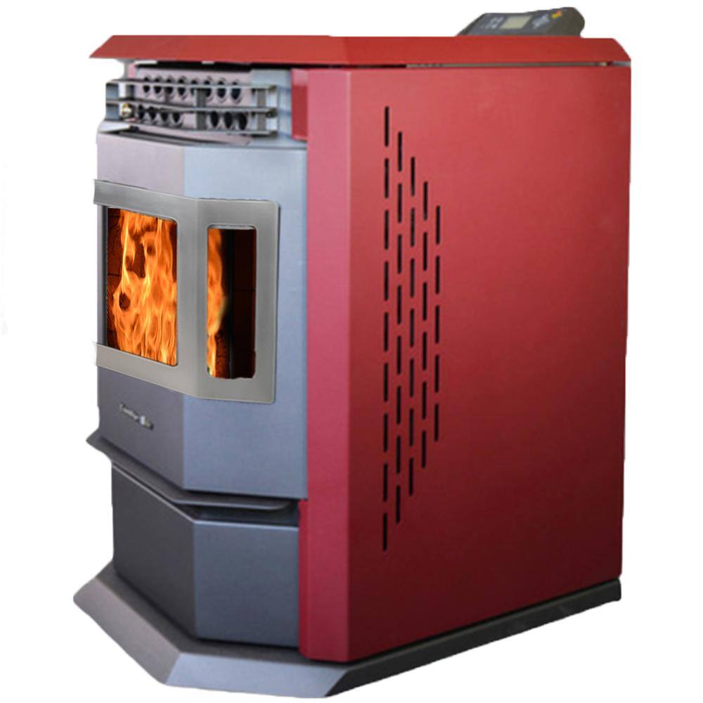 ComfortBilt Burgundy 2800 sq. ft. EPA Certified Pellet Stove with 55 lbs. Hopper and Stainless Steel Door Trim HP22BUss