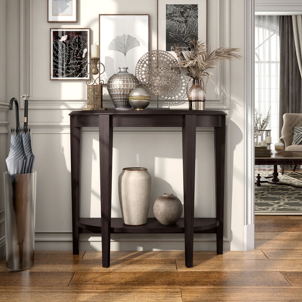 DH BASIC Contemporary Brown Decorative 1 Shelf Half moon Console Table by Denhour