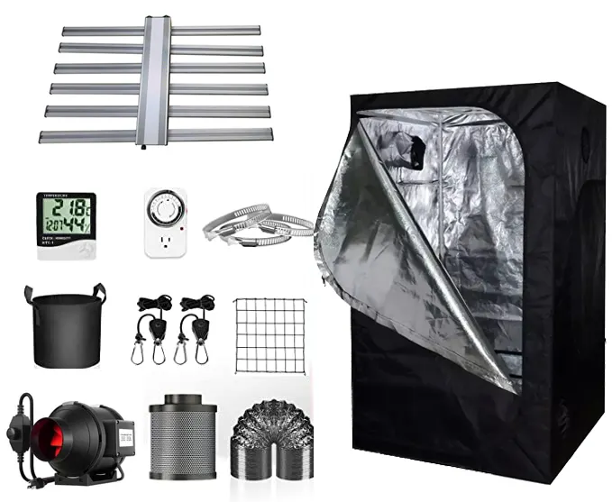 Factory Direct Supply 120*120*200 plant tent grow kit mushroom grow kit with grow light kit duct fan carbon filter 120W Led for