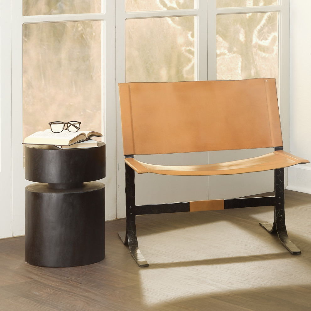 Alessa Leather Sling Chair   Industrial   Armchairs And Accent Chairs   by Jamie Young Company  Houzz