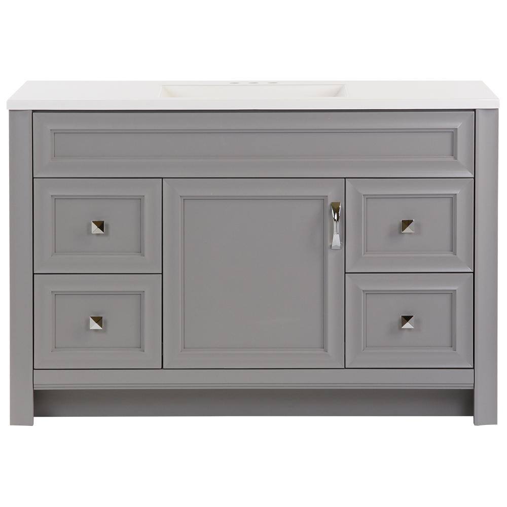 Glacier Bay Candlesby 48.25 in. W x 18.75 in. D Bath Vanity in Sterling Gray with Cultured Marble Vanity Top in White with Sink CD48P2-ST