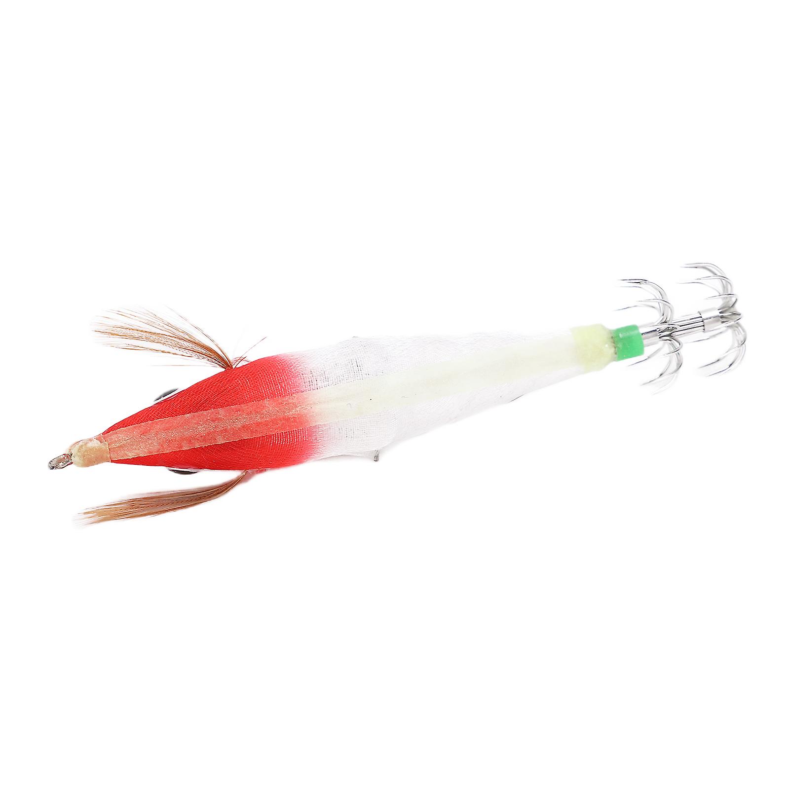 Fishing Squid Jigs Bait Squid Jig Hook Hard Fishing Lure With Luminous Effect For Ocean Boat River Pond Fishingred Light White Body Black Dots Body