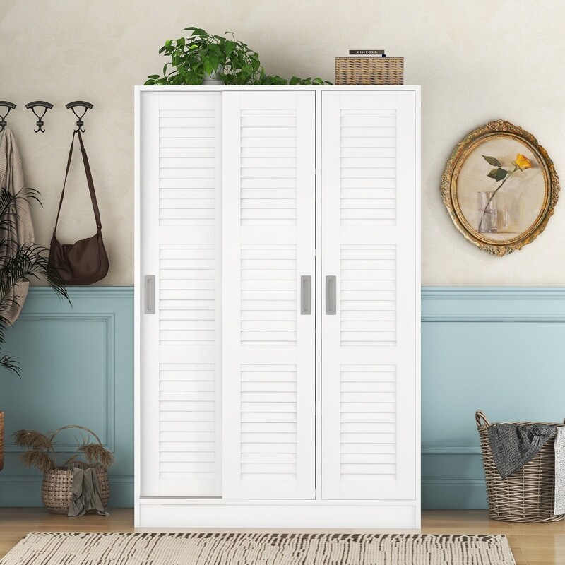 3 Door Shutter Wardrobe with shelves For Bedroom