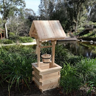 Shine Company Natural Decorative Wood Wishing Well 4986N