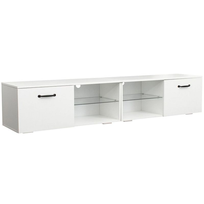 FC Design TV cabinet with LED light， white TV cabinet