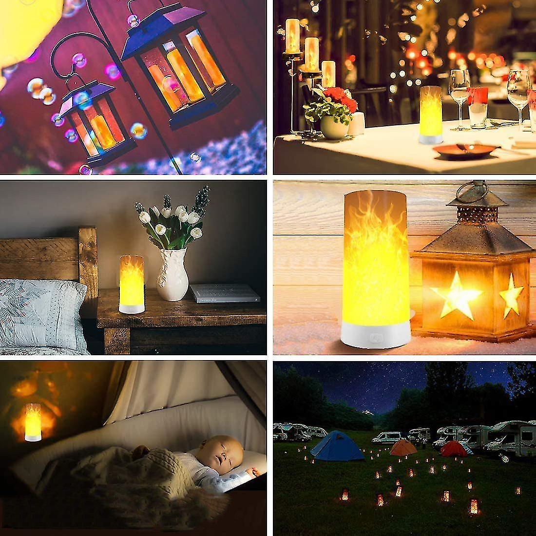 Led Flame Effect Lamp， Usb Rechargeable Flame Night Light With， Candles Flickering Flame Lamp