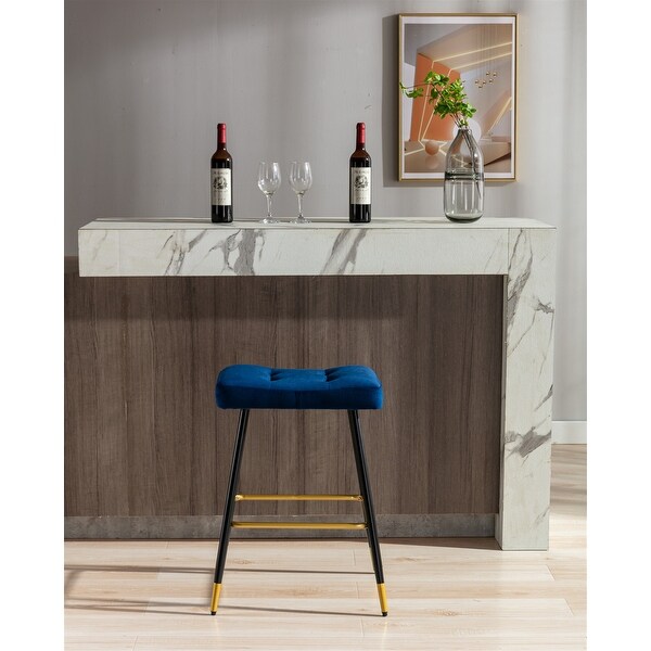 Vintage Counter Height Upholstered BarStools with Polyester Fabric Upholstery and Metal Frame