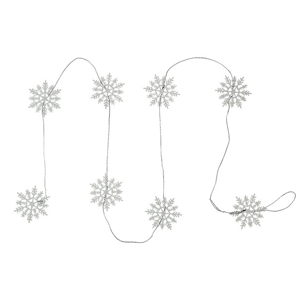 Northlight 5 x27 White Glitter Dusted Wooden Snowflake Christmas Garland